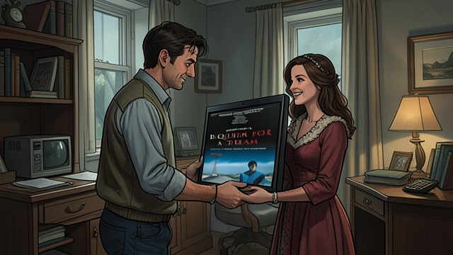 The Guilty Visit from "Requiem for a Dream". The Guilty Visit A gesture of repair Harry visits Sara in new clothes and brings her a large television set.