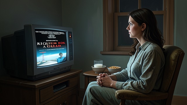 The Viewing Chair from "Requiem for a Dream". The Viewing Chair A daily companion Sara watches commercials and serials from her chair, often doing household tasks without losing track of the screen.