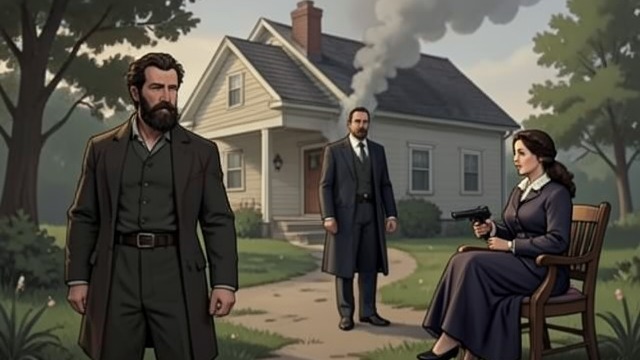 The First Suspicion from "Down Cemetery Road". Suspicion Takes Shape A stranger at the wreckage Sarah sees a bearded man watching the damaged Singleton house with an attention unlike that of the other…