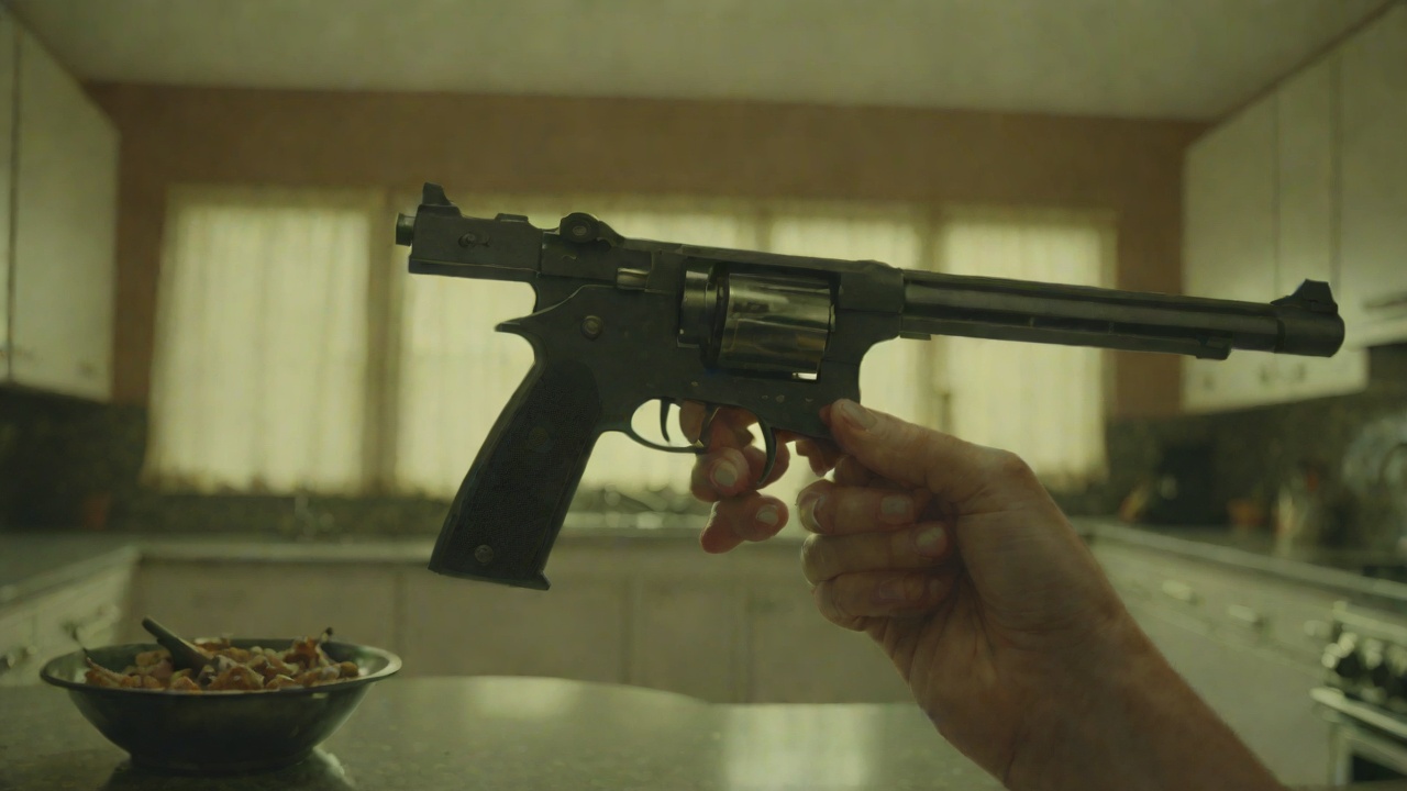 The Gun in the Kitchen from "Die, My Love". The Gun in the Kitchen Context Bloody's crying echoes through the house, driving the narrator crazy.