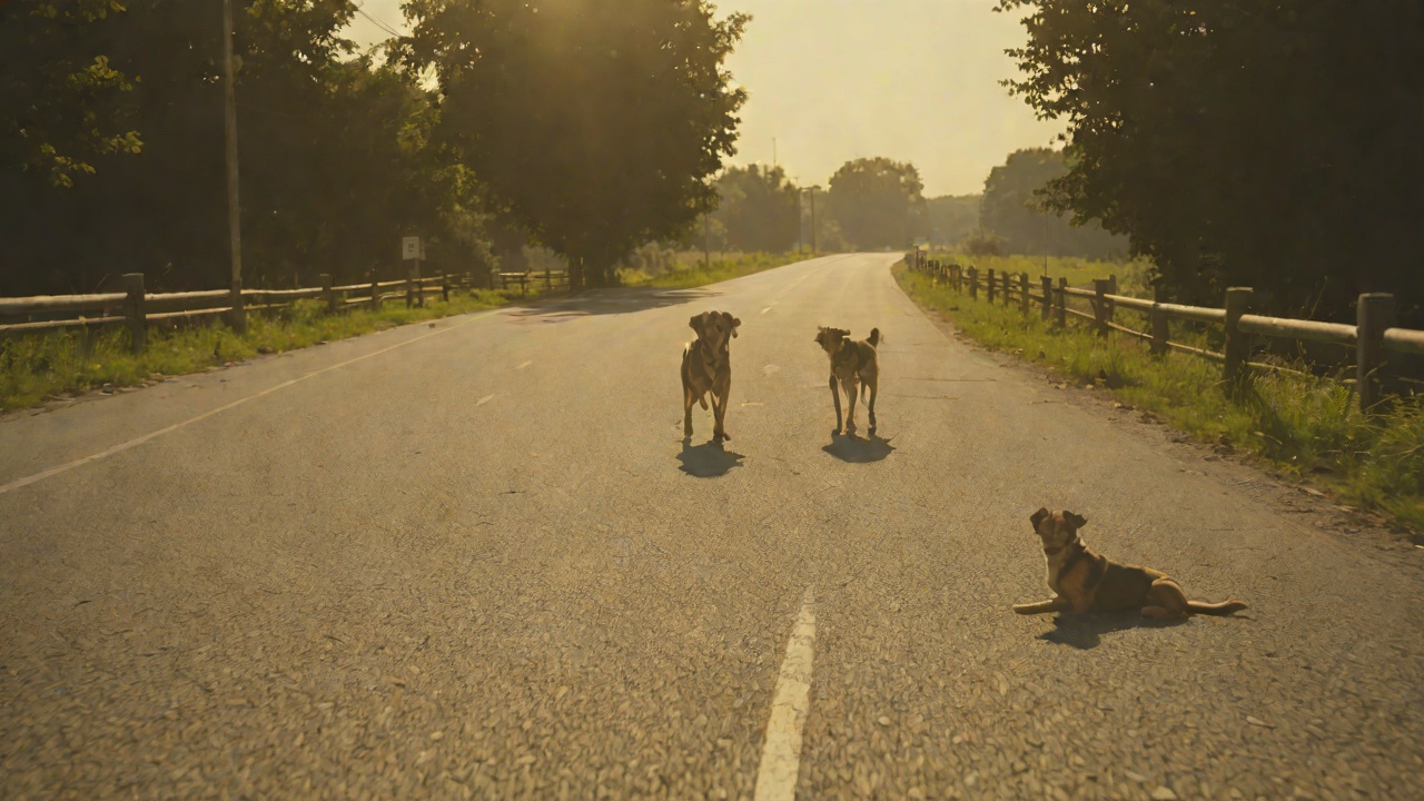 The Stray on the Road from "Die, My Love". The Stray on the Road Context The narrator and her husband find a dog lying in the middle of the road on the way back from the supermarket.
