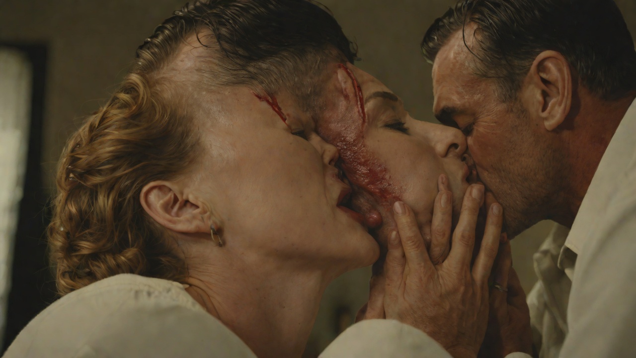 The Salty Blood Kiss from "Die, My Love". The Salty Blood Kiss Context After the radiologist sends his wife upstairs, he takes the narrator by the arm and kisses her.