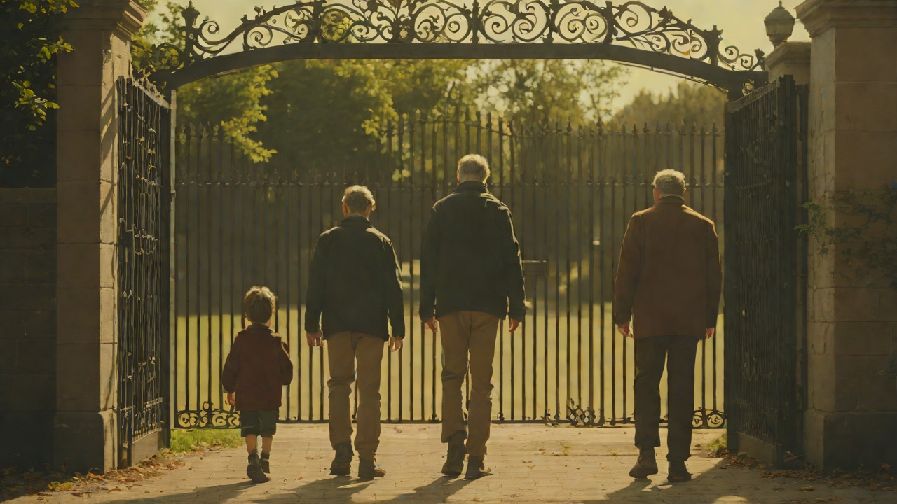 The Father and Son at the Gate from "Die, My Love". The Father and Son at the Gate Context The narrator comes out of the institution to find the father all dressed up and the son in his football kit, holding…