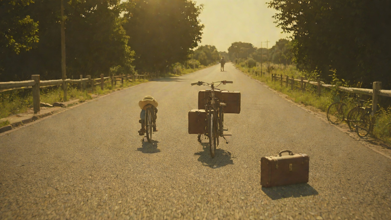 The Road with a Suitcase from "Die, My Love". The Road with a Suitcase Context The narrator stands in the middle of the road with a straw hat and a suitcase, while bikes, lorries and lame dogs dodge her.