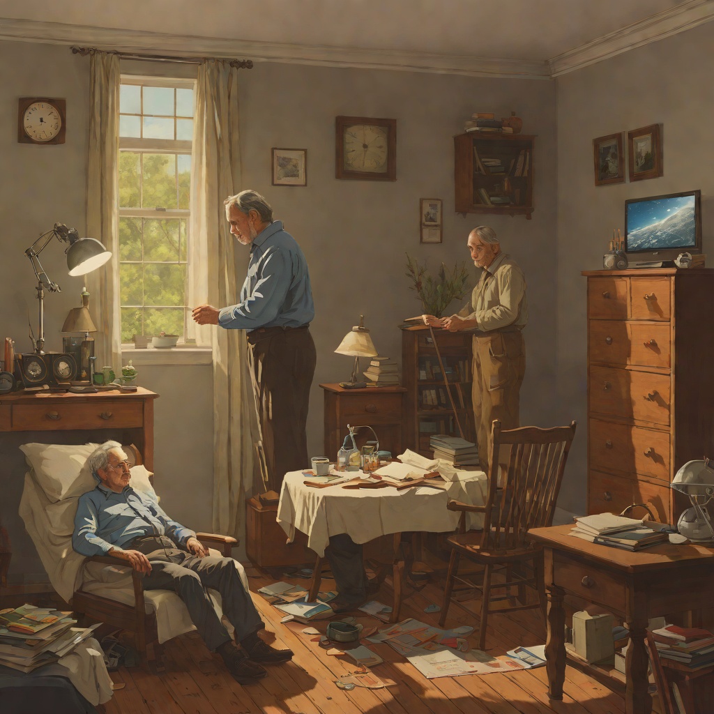 The Husband's Fate as Caretaker from "Die, My Love". This character thread follows the husband's evolution from enthusiastic amateur astronomer to the family's exhausted caregiver.