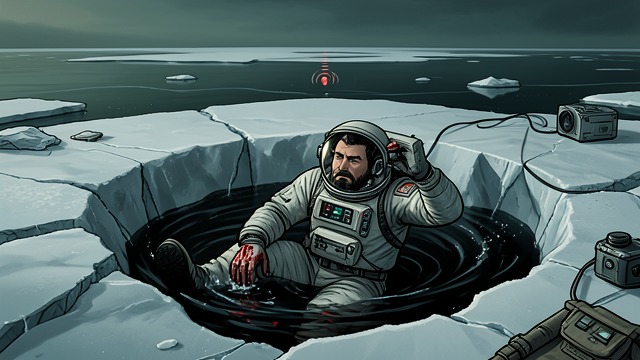 The Fall Through Ice from "Mickey7". A Fall Beneath the Surface Lost in the Crevasse Mickey7 falls through an opening in the ice while scouting near the colony.