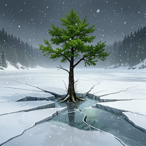 The Thawing Colony from "Mickey7". The colony’s transition from frozen isolation toward a first spring offers evidence of environmental change while leaving its ecological and political risks…
