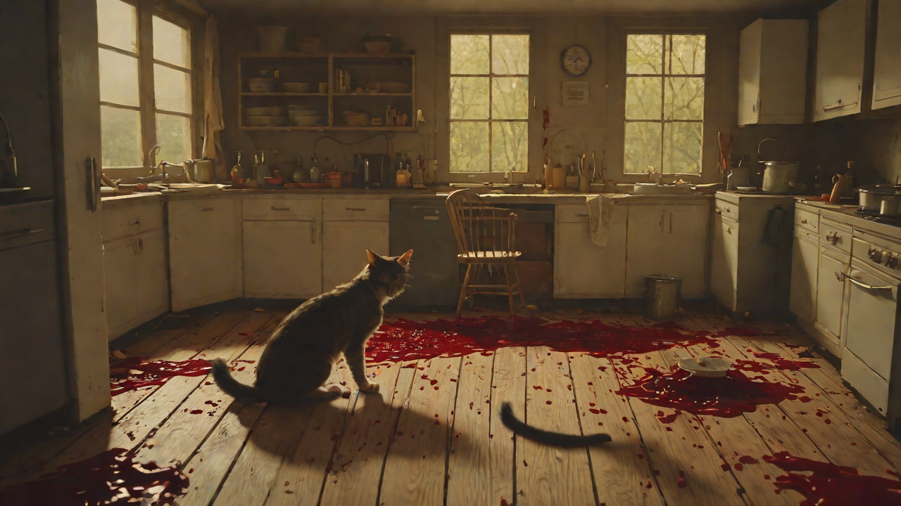 The Cat's Blood from "Nightbitch". The Cat's Blood Nightbitch kills the cat in her kitchen, in front of her son.