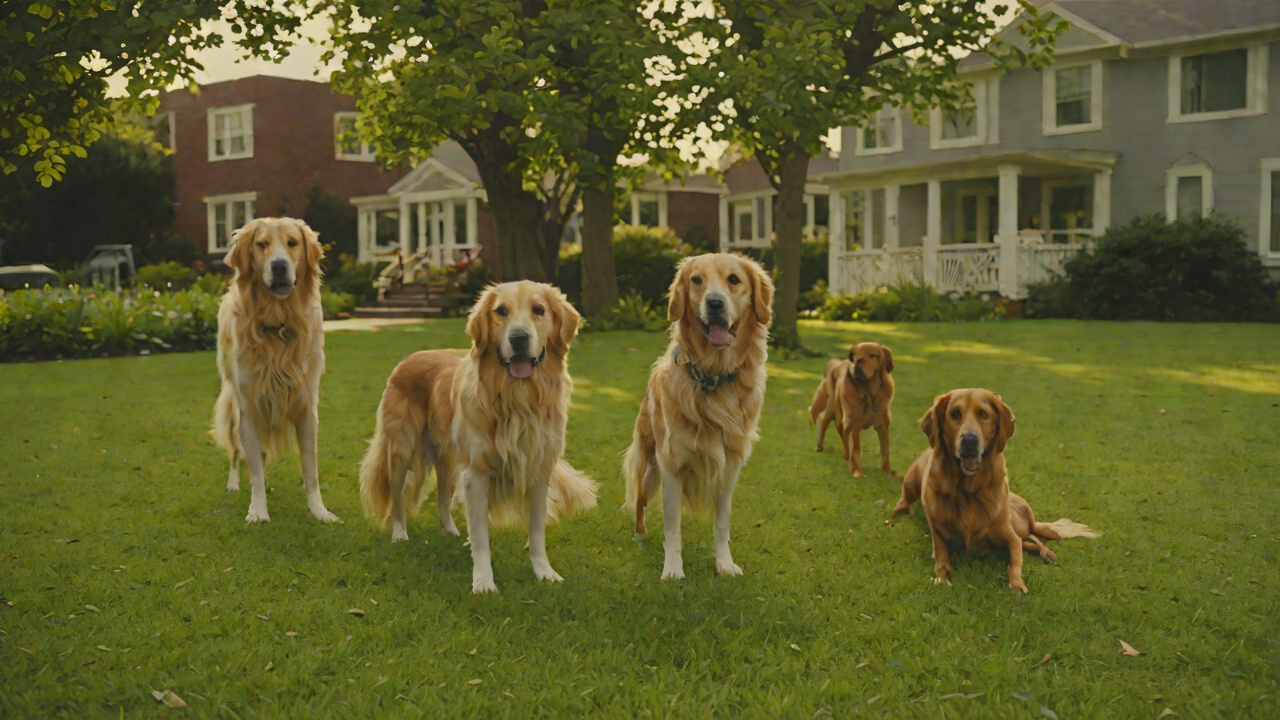 The Three Dogs on the Lawn from "Nightbitch". The Three Dogs on the Lawn A golden retriever, a collie, and a basset hound appear on Nightbitch’s lawn.