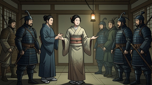 茶屋里的译者,《幕府将军》中的场景。陌生人与他的译者相遇 礼法所限的距离 户田鞠子初次为约翰·布莱克索恩担任译者时,两人的往来受身份、翻译与观察所支配。她不只是传递语言的工具:她是一名武士女性、一名基督徒,也是一位受信任的家臣,她说的话可能带来政治后果。他谨慎地观察她,明白译者能够左右虎永听到的内容。