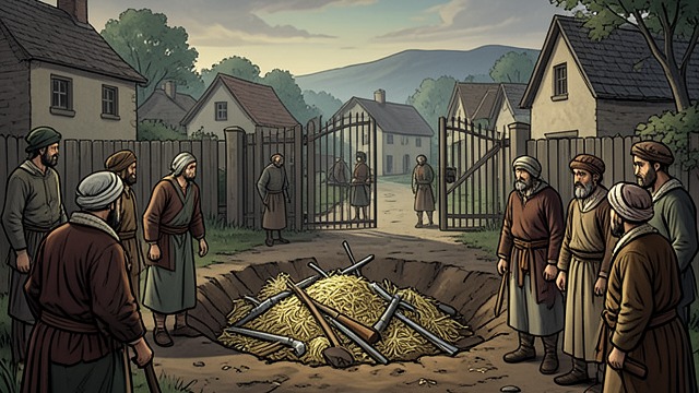 Hidden Rice and Weapons from "Shōgun". Preparing for Disorder A secret reserve As war approaches, Mura and the village elders hide rice, supplies, and weapons around Anjiro.