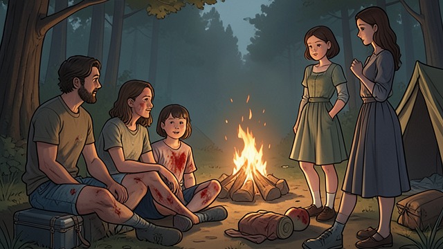 Camp and New Friends from "The Housemaid". A Glimpse of Ordinary Life A change in clothing At camp, Cecelia wears shorts and a T-shirt, has friends, and returns sunburned and scraped.