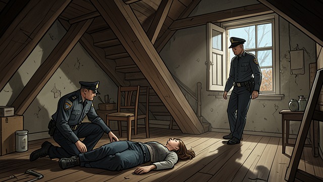 The Body Upstairs from "The Housemaid". Police at the House A discovery Police find Andrew's body in the attic and question Nina downstairs.