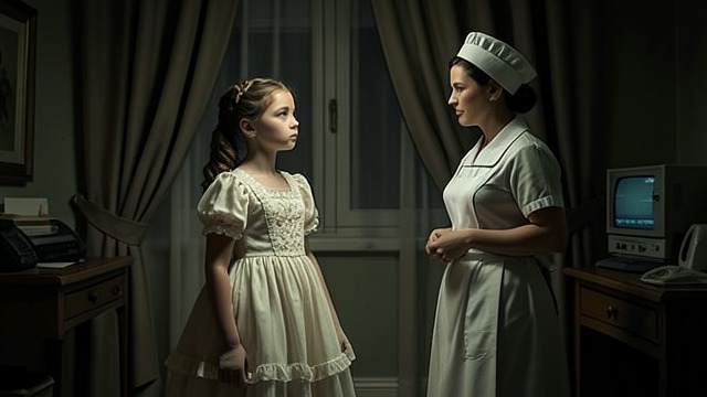 The Formal Child from "The Housemaid". A Child in Costume An adult-controlled appearance Cecelia wears pale, frilly dresses and watches Millie with unnerving stillness.