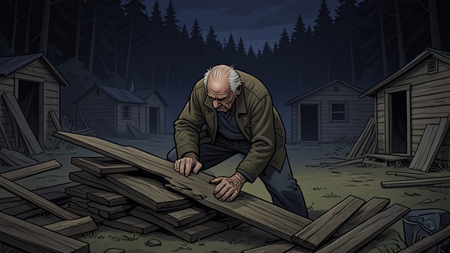 Woodsman’s End from "Train Dreams". Woodsman’s End Accumulating Injuries Grainier’s knees, elbows, shoulder, and jaw deteriorate through years of logging.