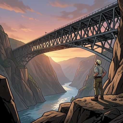 Industrial Modernity from "Train Dreams". This flow traces Grainier’s changing relationship with bridges, locomotives, automobiles, airplanes, and television.