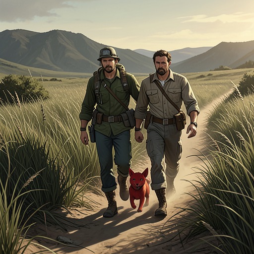 Red Dog Companionship from "Train Dreams". This flow follows Grainier’s relationship with the wandering red dog as a provisional substitute for family and a bridge to the animal world.