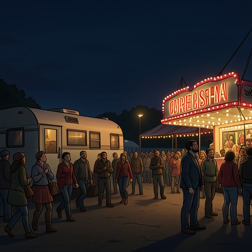 The Fairground Wonders from "Train Dreams". This flow traces Grainier’s encounters with commercial spectacles and the uncertain boundary between fraud, wonder, and truth.