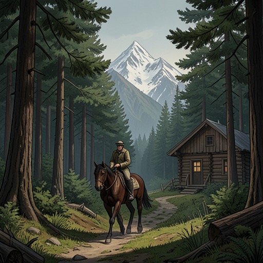 Seasonal Exile from "Train Dreams". This flow traces Grainier’s movement between Washington logging camps, Bonners Ferry winters, and the Moyea cabin.