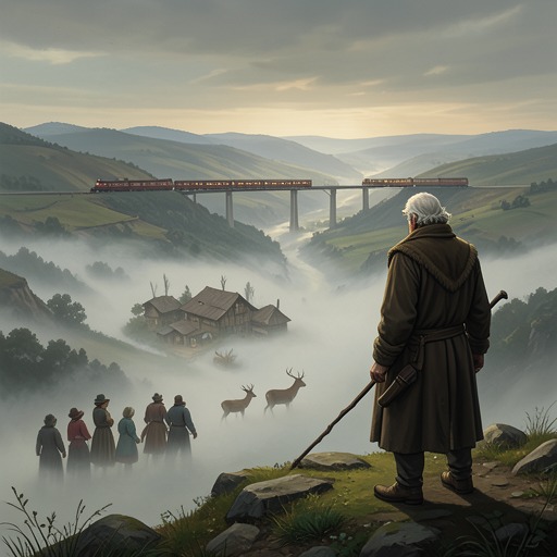 The Final Witness from "Train Dreams". This flow traces Grainier’s position as an observer who survives while bridges, families, animals, and communities pass away.