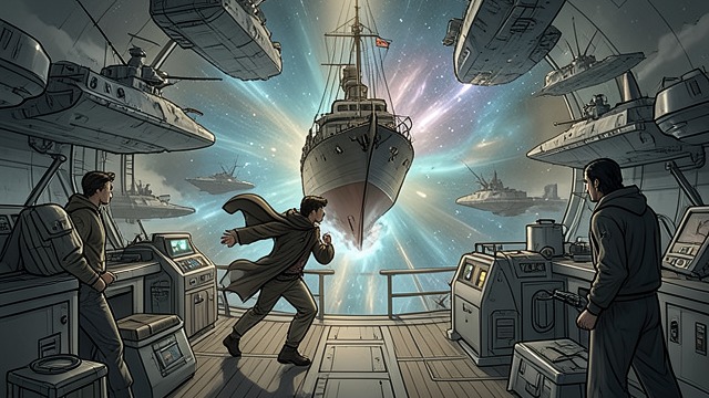 The Sudden Interception from "The Last Jedi". Pulled from Hyperspace The Enemy Arrives Jax feels Vader through the Force and rushes to the bridge.