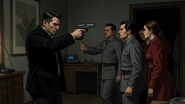The Final Confrontation from "Taxi Driver". The Final Confrontation A new target Travis returns to Sport’s building and shoots him. He then moves upstairs, where the guard and another man confront him.