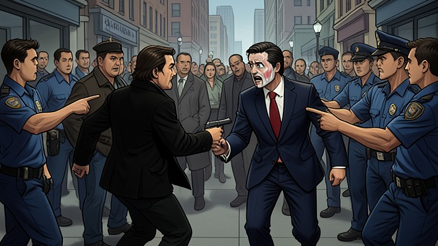 The Aborted Attack from "Taxi Driver". The Aborted Attack Closing distance Travis moves toward Palantine with a hand near his weapon. Security officers identify and point him out before he can fire.