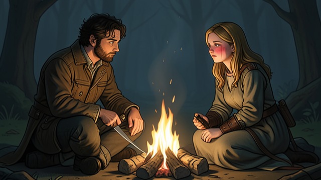 The Campfire Stare from "Venom". The Campfire Stare A Different Look After putting Tabitha in the tent, Blake looks at Elena in a way she does not recognize as anger.