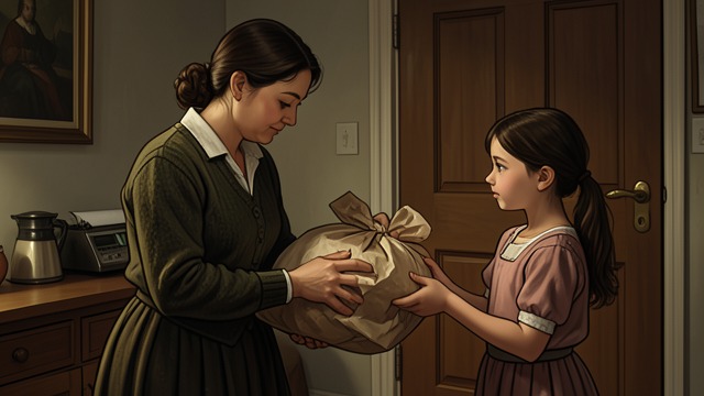 A Gift at Departure from "Venom". A Gift at Departure Affection Made Tangible Lucille prepares Elena a large wrapped present as she departs.