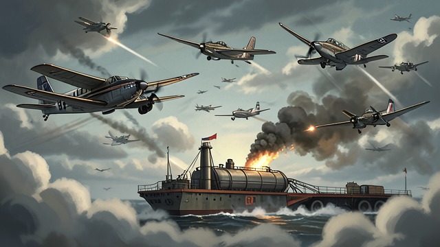 The Bosporus Strike from "Afterburn". The Bosporus Strike Attackers cross the boundary MiG-27s attack the bridge and tanker after approaching through jamming and at low altitude.