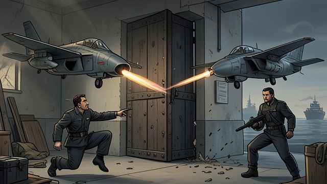 The First Engagement from "Afterburn". The First Engagement Fighters meet at range Dixie and his wingman encounter Russian fighters amid a broad formation protected by jamming.