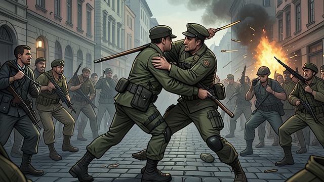 The Ceremony Turns Violent from "Afterburn". The Ceremony Turns Violent Magruder acts When armed men approach the stage, Magruder recognizes the danger before the crowd can react.