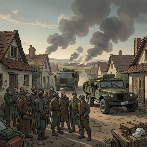 The War That Reaches Civilians from "Afterburn". This flow traces how military decisions and collapsing institutions reach civilians who are not participants in the political struggle.