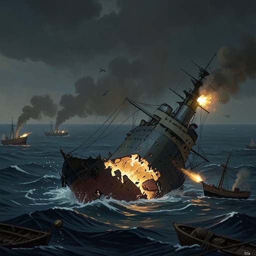 The Meaning of the Final Sortie from "Afterburn". This flow traces the last contest between Dmitriev's fleet and the American carrier group, where the remaining naval power of the old order is destroyed.