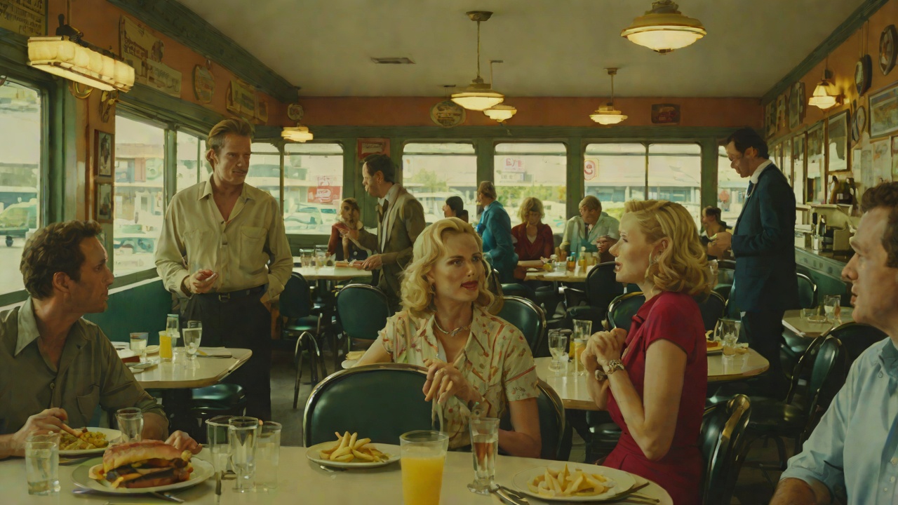 Lunch at New Orleans Diner from "Lady in the Lake". Lunch at New Orleans Diner Maddie takes Bob Bauer to lunch and asks how to become a reporter.