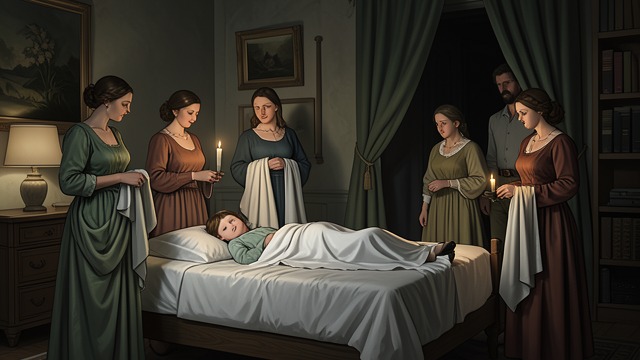 A Son’s Death from "Hamnet". A Family at the Bedside Hamnet dies after a short and severe illness while Agnes, Mary, Eliza, Susanna, and Judith remain near him.