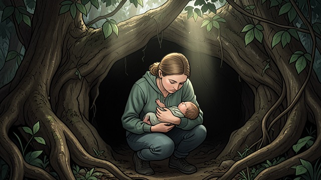 The Forest Birth from "Hamnet". Choosing the Birthplace Agnes travels to a sheltered hollow beneath the roots of a fallen tree to give birth to Susanna.