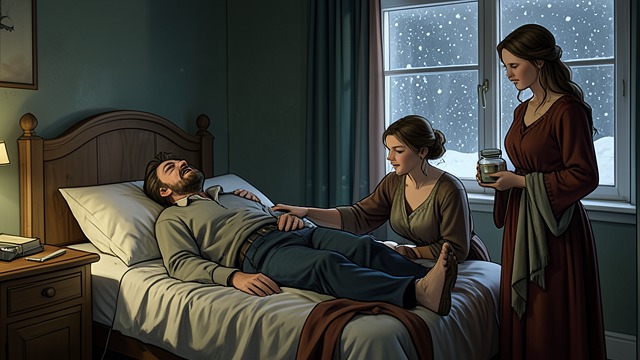 Hamnet’s Final Rest from "Hamnet". A Failing Body Hamnet’s fever intensifies and his body convulses while his family keeps watch.