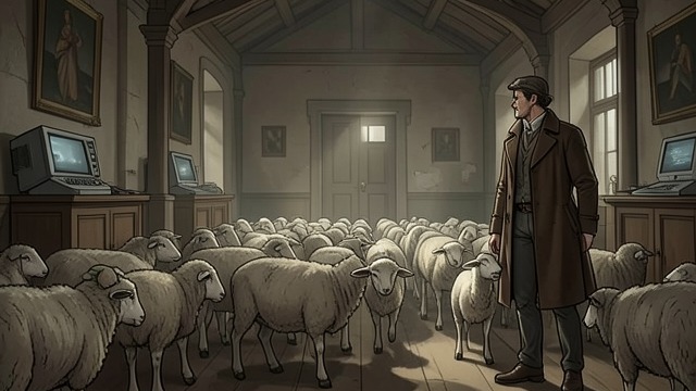 At the Sheep Contest from "Three Bags Full". At the Sheep Contest An observer off duty Holmes attends the contest with little expectation that it will help the investigation.