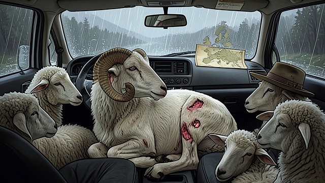 George’s Rescue from "Three Bags Full". George’s Rescue A shepherd intervenes George finds Othello wounded after a fight and brings him away in his car.