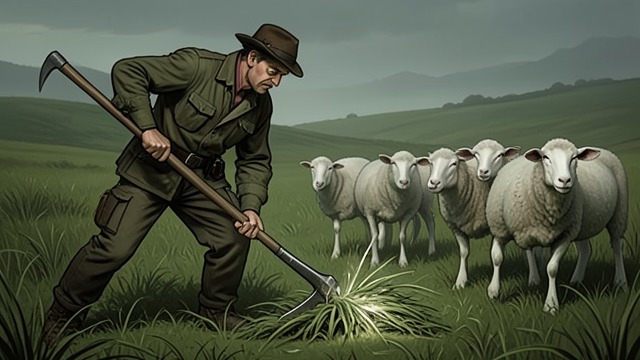 Grass Cut by the Scythe from "Three Bags Full". Grass Cut by the Scythe A disturbing harvest Gabriel cuts grass with George’s scythe and throws it to his own sheep.