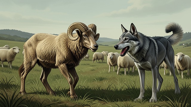 The Wolfhound Challenge from "Three Bags Full". The Wolfhound Challenge Facing a predator When a gray wolfhound charges the flock, Othello moves toward it rather than fleeing.