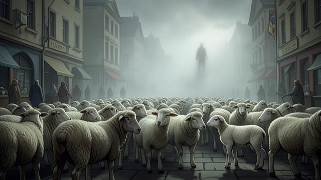 发现狼的鬼魂,《三袋羊毛》中的场景。一个未完的故事 始终没有确凿证据 羊群始终无法确定,冬羔羊看到的究竟只是梅尔莫斯,还是别的什么。此事悬而未决的超自然意味,仍是他们共同经历的一部分。 尊重见证者 梅尔莫斯接纳冬羔羊的经历,没有把它斥为骗局。羊群为那些无法证实、却仍对亲历者意义重大的故事留有一席之地。