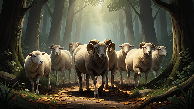 A Flock to Lead from "Three Bags Full". A Flock to Lead From outsider to guide Othello becomes the ram the flock follows through the contest and its dangers.