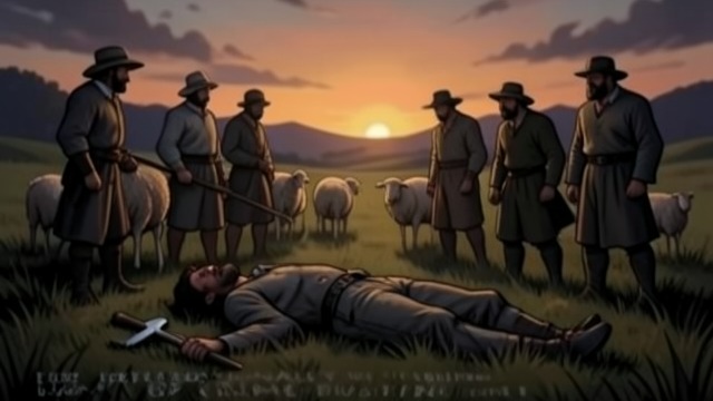 An Apparent Murder from "Three Bags Full". An Apparent Murder A body and a weapon George is found dead with a spade through his body.