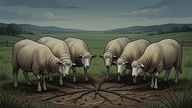 A Garden Lost from "Three Bags Full". A Garden Lost A familiar boundary disappears With George gone, the sheep break into his vegetable garden and eat it bare.