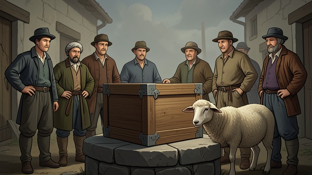 A Suspicious Will from "Three Bags Full". A Suspicious Will Everyone waits for inheritance The villagers expect George’s will to settle ownership of the land, sheep, and money.