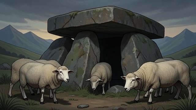 鬼魂在羊群的想象中重现,《三袋羊毛》中的场景。鬼魂在羊群的想象中重现 故事为恐惧赋形 随着无法解释的事件越来越多,羊群谈起鬼魂、妖精王和魔鬼的猎犬。它们的故事让危险变得可以想象,却也使危险显得更加可怕。 谜团仍未解开 枫小姐把羊羔的报告视为诸多疑问之一。鬼魂尚未得到证实,但羊群仍继续观察巨石墓遗址和悬崖。