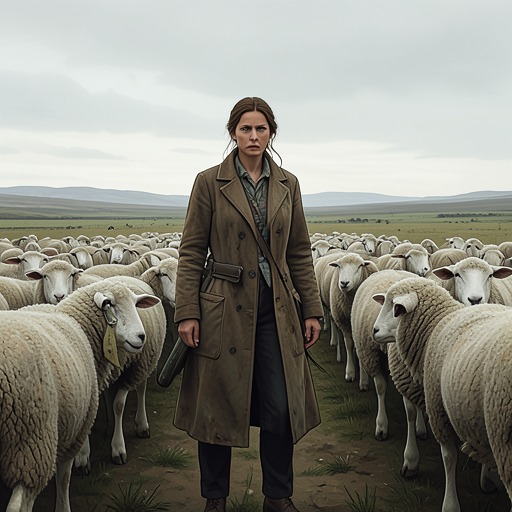 Rebecca’s Search for Her Father from "Three Bags Full". Rebecca arrives seeking knowledge and forgiveness, then becomes the person George Glenn’s sheep choose to lead them toward Europe.