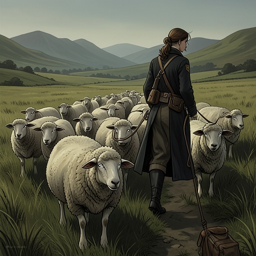 The Sheep Choose a New Shepherd from "Three Bags Full". The flock’s need for safety and story leads it from distrust of Gabriel to a decisive choice of Rebecca.